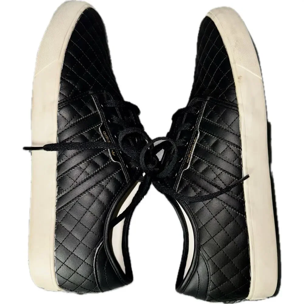 Adidas‎ RARE Leather Seeley Premium Mens US12 Skate Shoe Black Quilt Ivory Wall